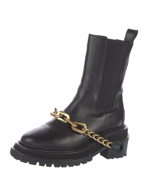 Sandro Leather Chain-Link Accents Chelsea Boots