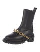 Sandro Leather Chain-Link Accents Chelsea Boots