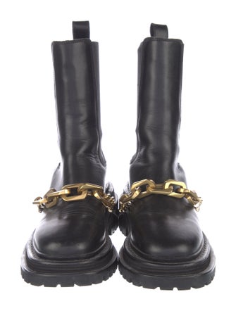 Sandro Leather Chain-Link Accents Chelsea Boots