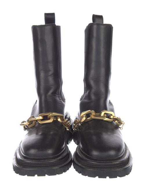 Sandro Leather Chain-Link Accents Chelsea Boots