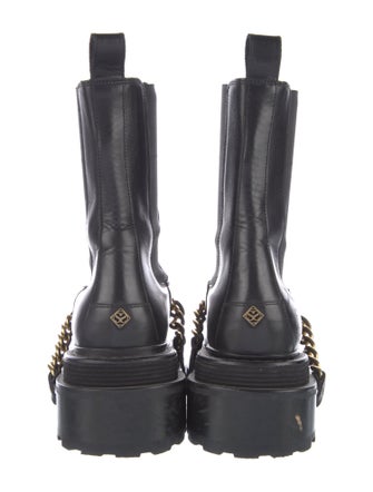 Sandro Leather Chain-Link Accents Chelsea Boots