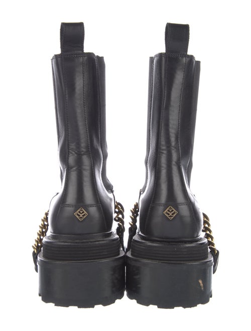 Sandro Leather Chain-Link Accents Chelsea Boots
