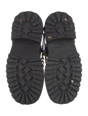 Sandro Leather Chain-Link Accents Chelsea Boots