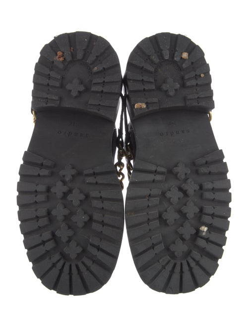 Sandro Leather Chain-Link Accents Chelsea Boots