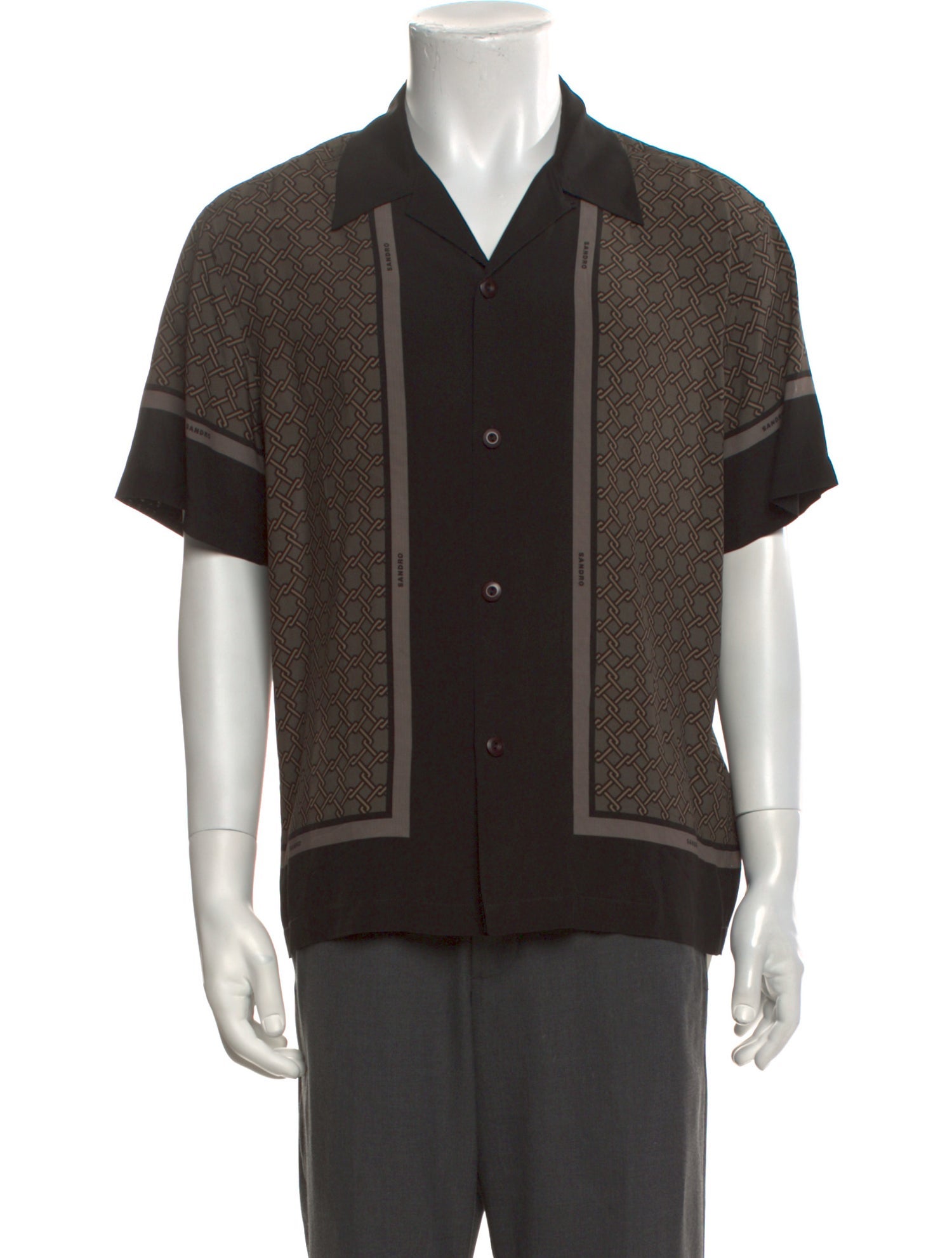 Sandro Colorblock Pattern Short Sleeve Shirt