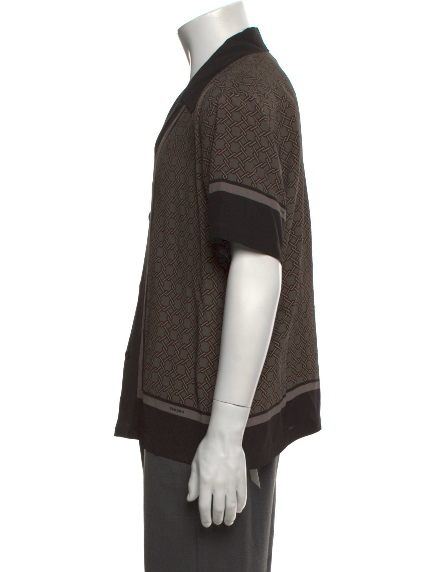 Sandro Colorblock Pattern Short Sleeve Shirt