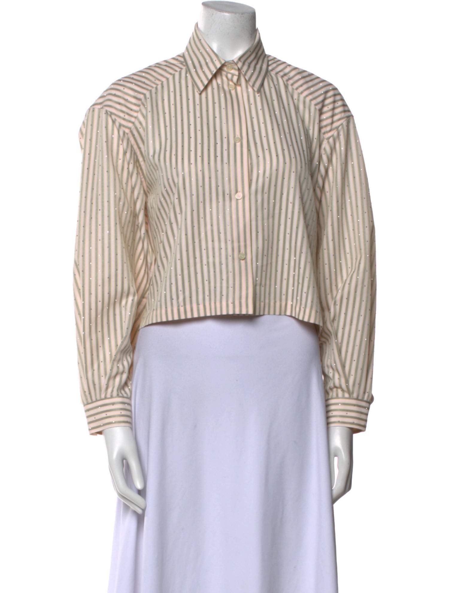 Sandro Striped Long Sleeve Crop Top