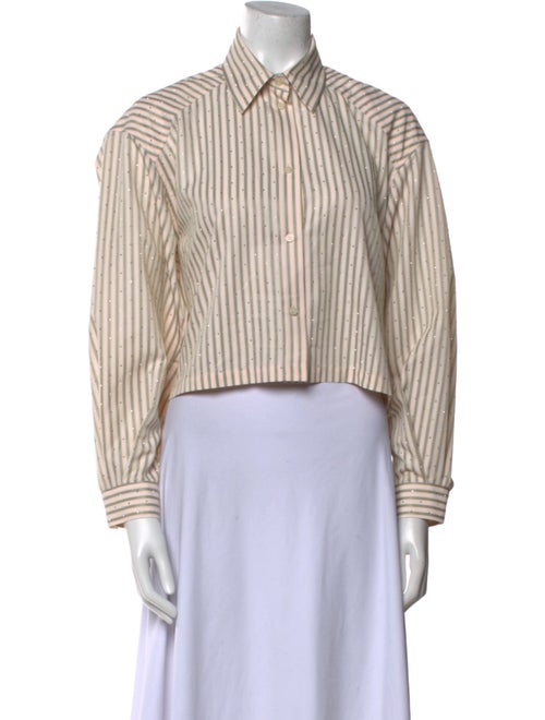 Sandro Striped Long Sleeve Crop Top