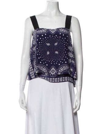 Sandro Silk Printed Crop Top
