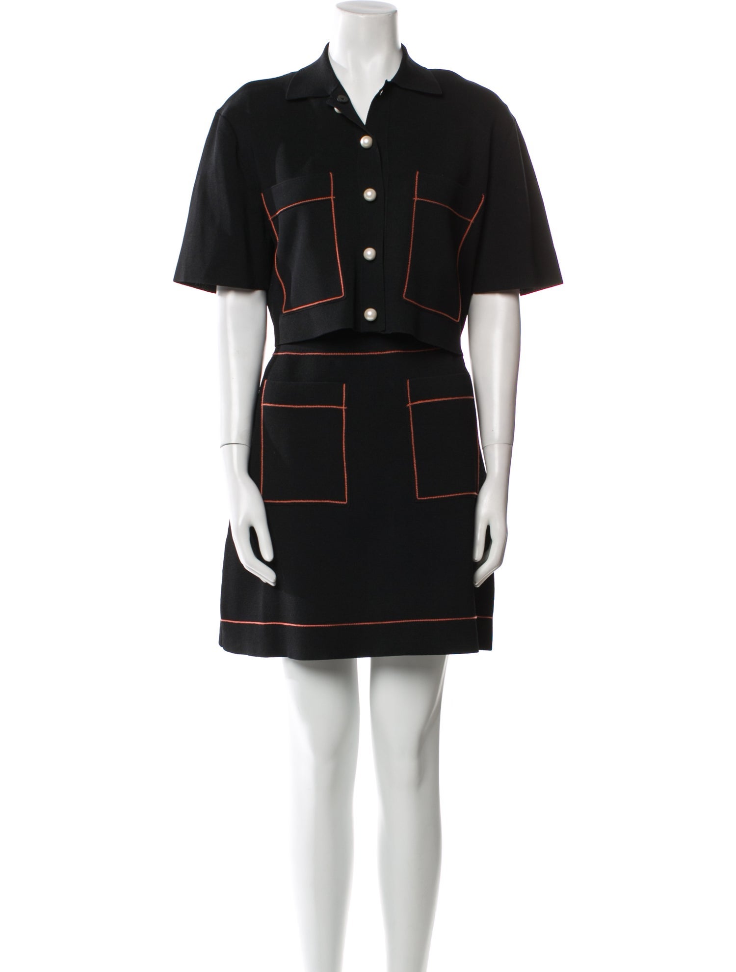 Sandro Grosgrain Trim Skirt Suit