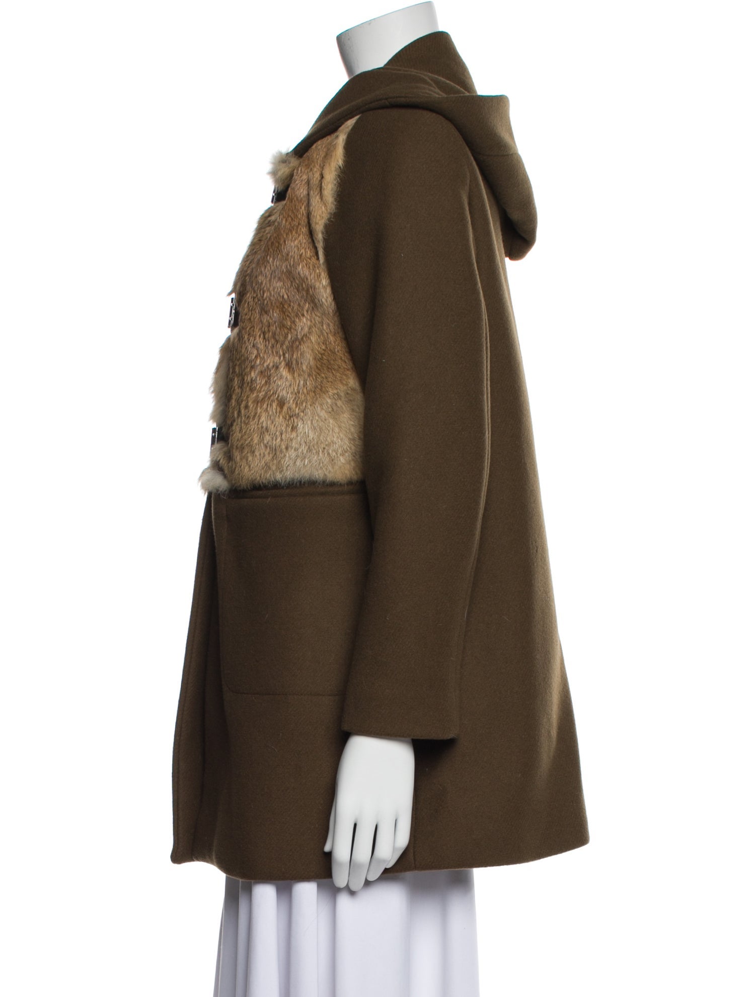 Sandro Wool Fur Coat