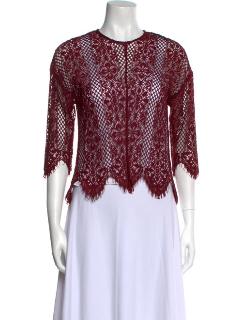 Sandro Lace Pattern Crew Neck Crop Top