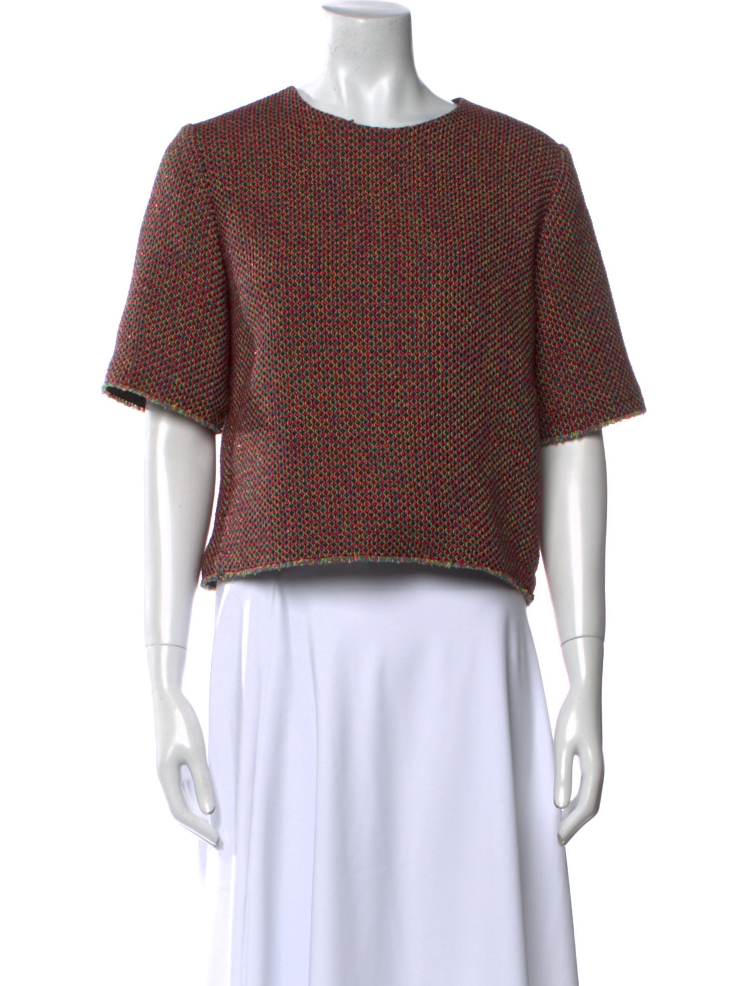 Sandro Printed Crew Neck Crop Top