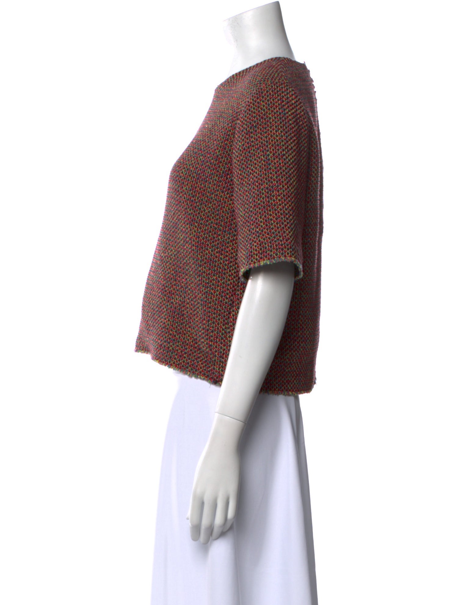 Sandro Printed Crew Neck Crop Top