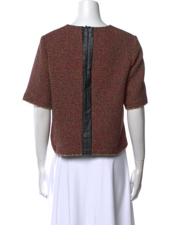 Sandro Printed Crew Neck Crop Top