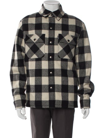 Sandro Wool Plaid Print Puffer Coat