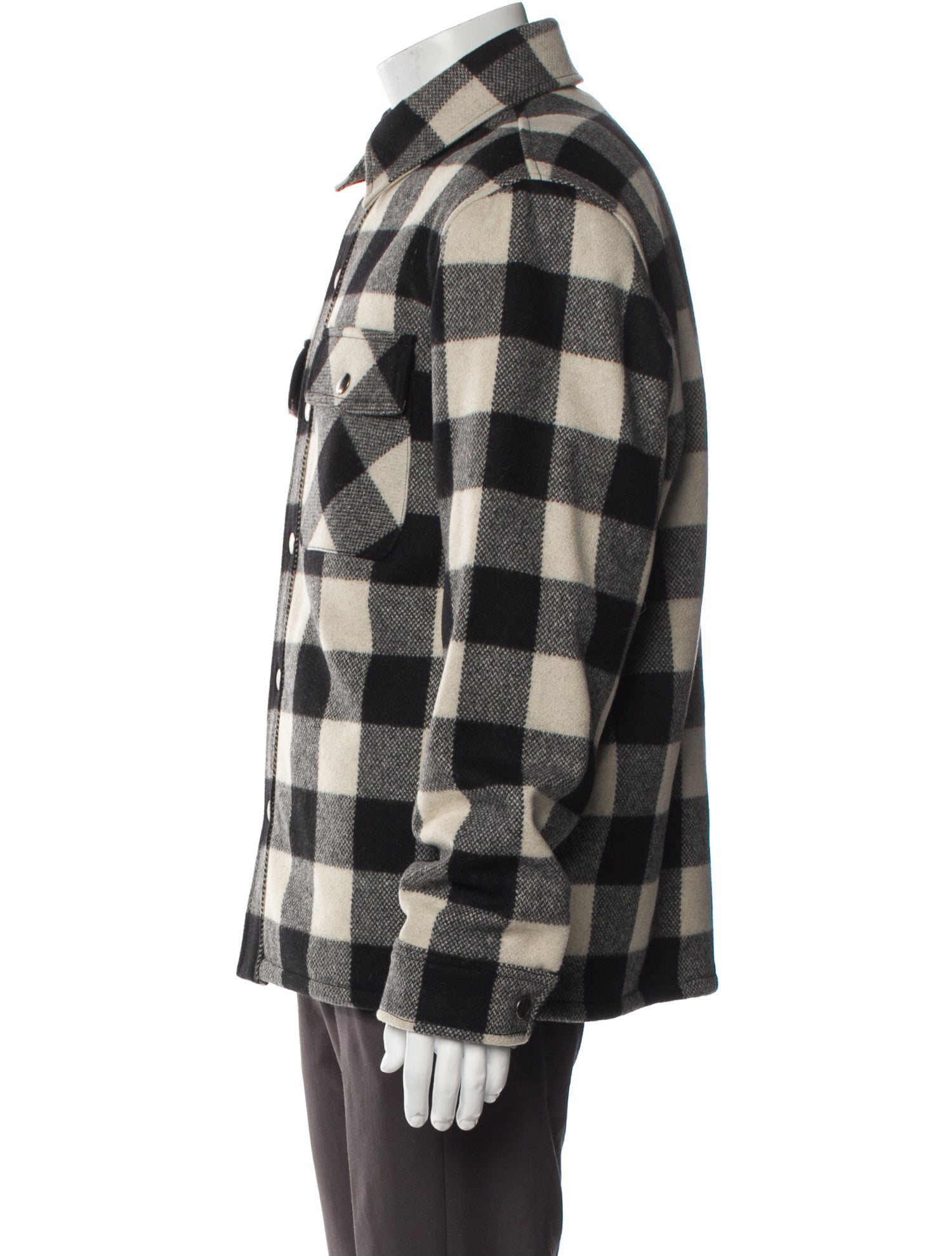 Sandro Wool Plaid Print Puffer Coat