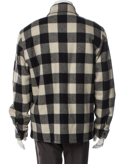 Sandro Wool Plaid Print Puffer Coat