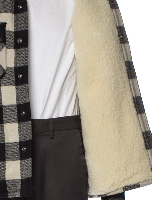 Sandro Wool Plaid Print Puffer Coat