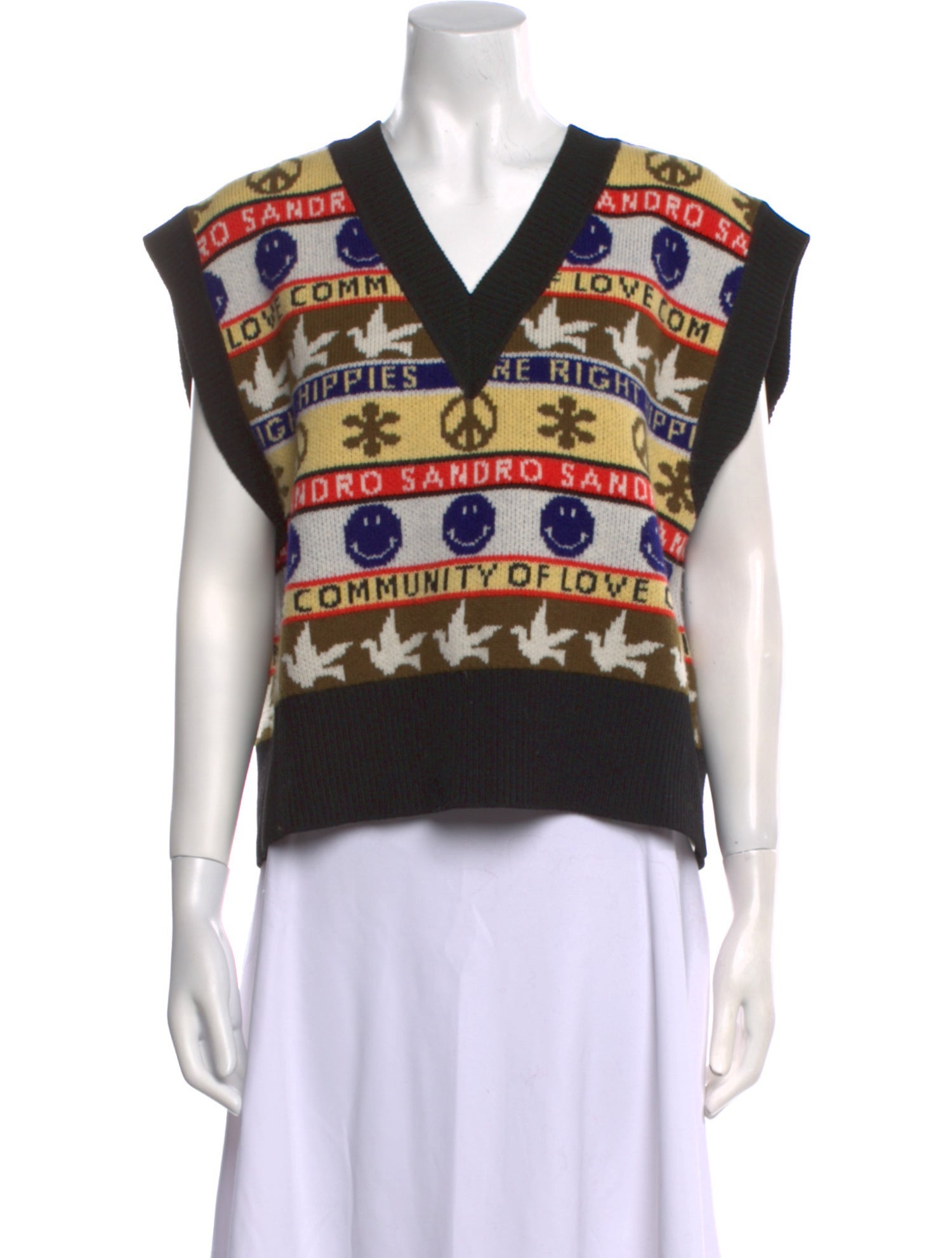 Sandro Merino Wool Printed Sweater