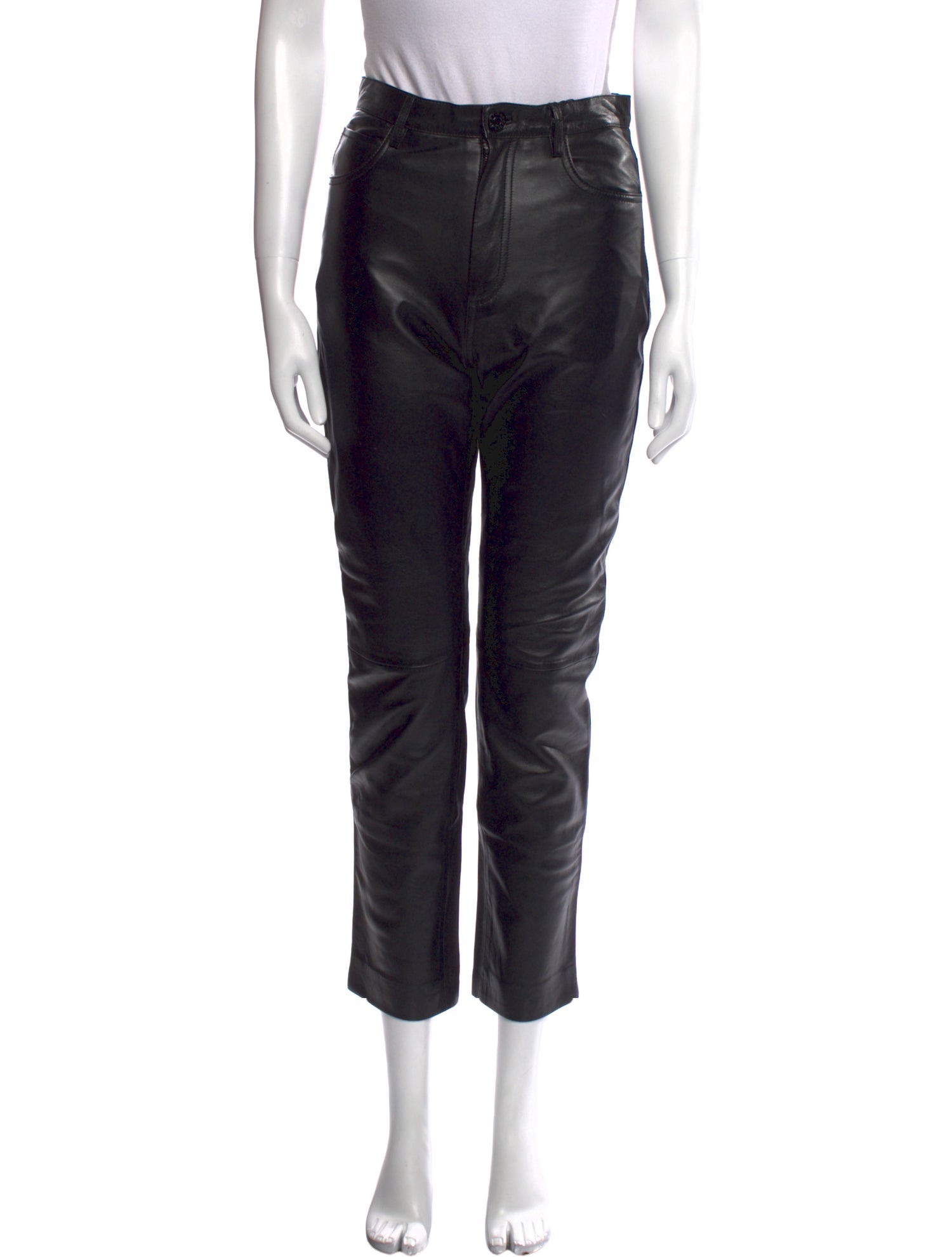 Sandro Lamb Leather Straight Leg Pants