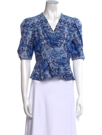 Sandro Printed V-Neck Crop Top