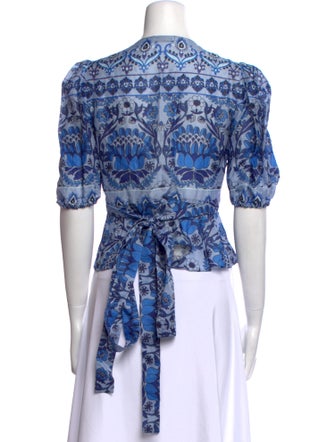 Sandro Printed V-Neck Crop Top