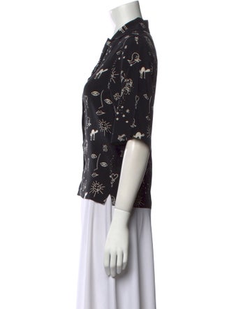 Sandro Silk Printed Button-Up Top