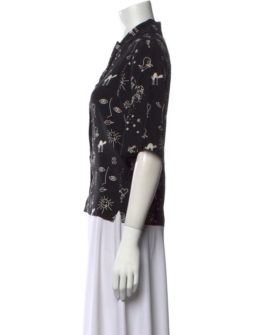 Sandro Silk Printed Button-Up Top