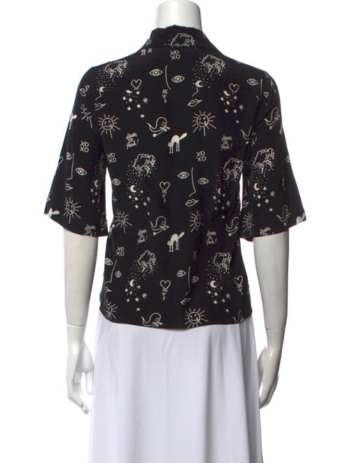 Sandro Silk Printed Button-Up Top