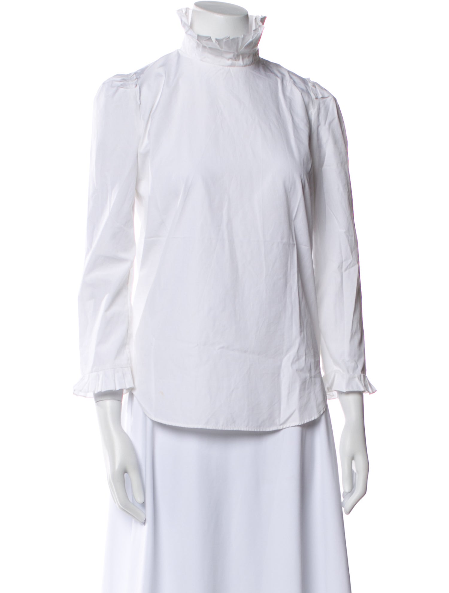 Sandro Mock Neck Three-Quarter Sleeve Button-Up Top