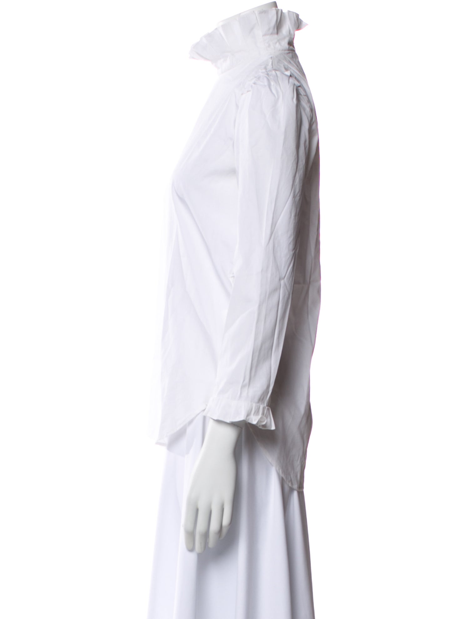 Sandro Mock Neck Three-Quarter Sleeve Button-Up Top