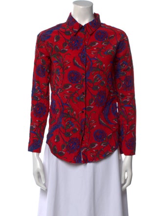 Sandro Silk Printed Button-Up Top