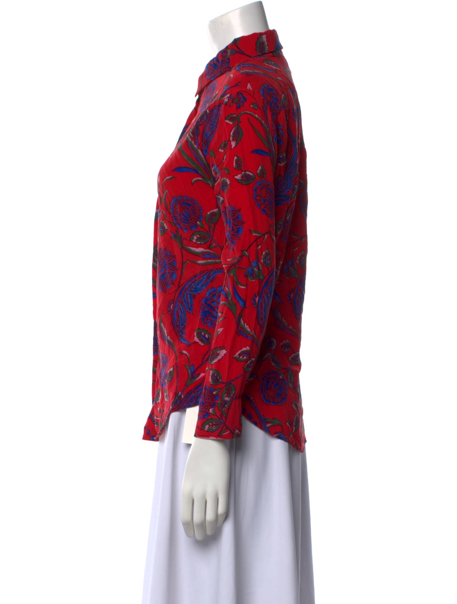 Sandro Silk Printed Button-Up Top