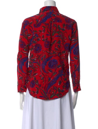 Sandro Silk Printed Button-Up Top