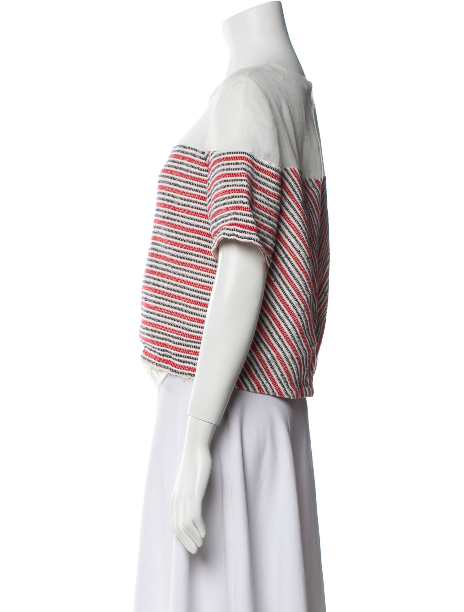 Sandro Striped Crew Neck Crop Top