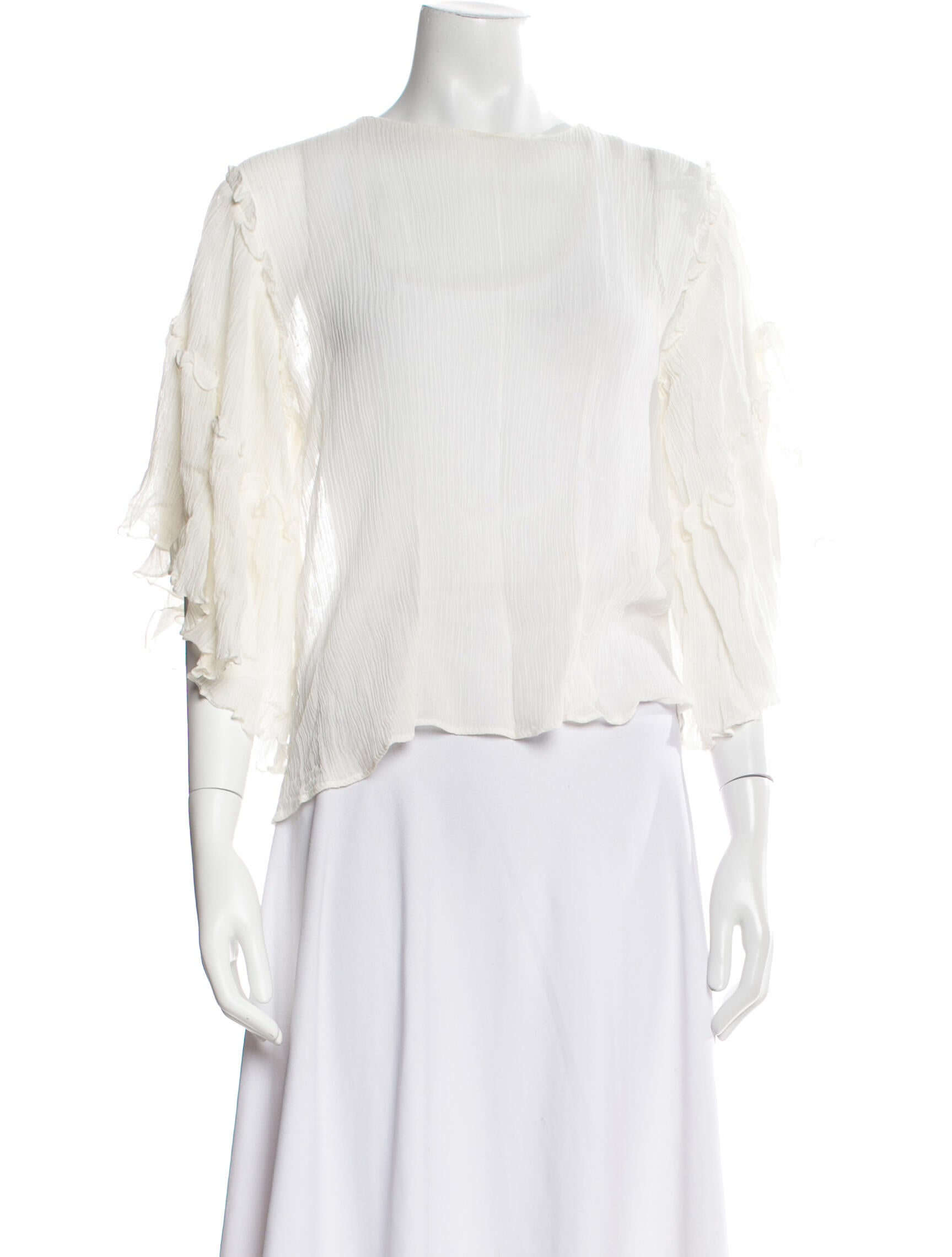 Sandro Bateau Neckline Three-Quarter Sleeve Blouse