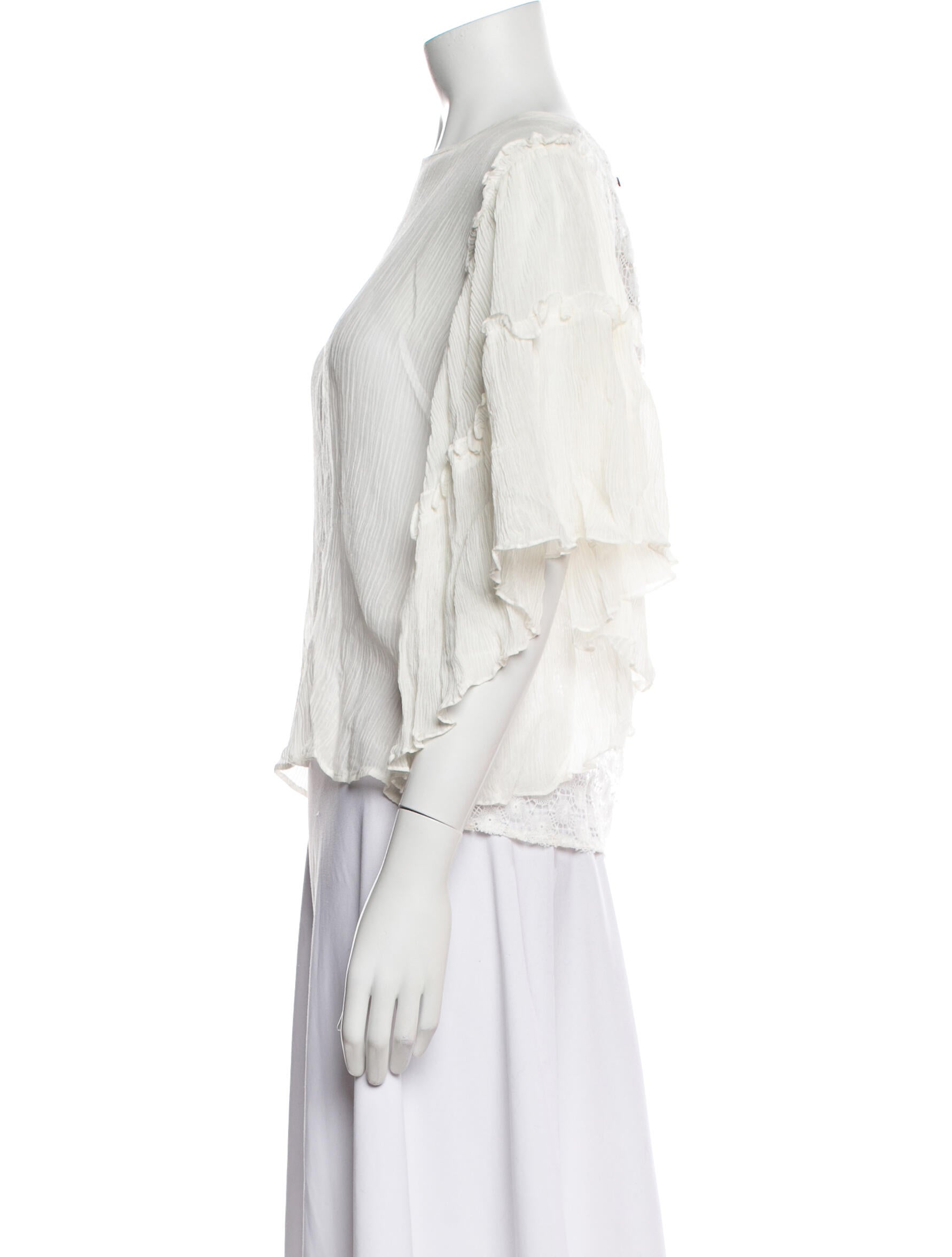 Sandro Bateau Neckline Three-Quarter Sleeve Blouse