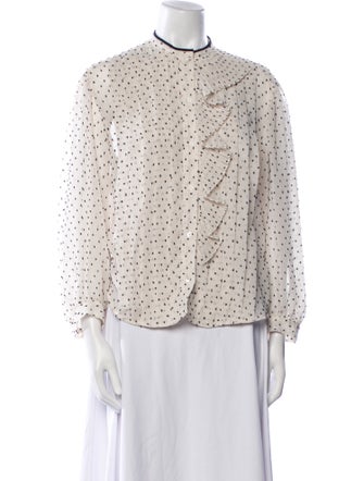 Sandro Printed Mock Neck Button-Up Top