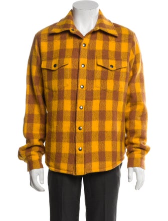 Sandro Virgin Wool Plaid Print Trucker Jacket