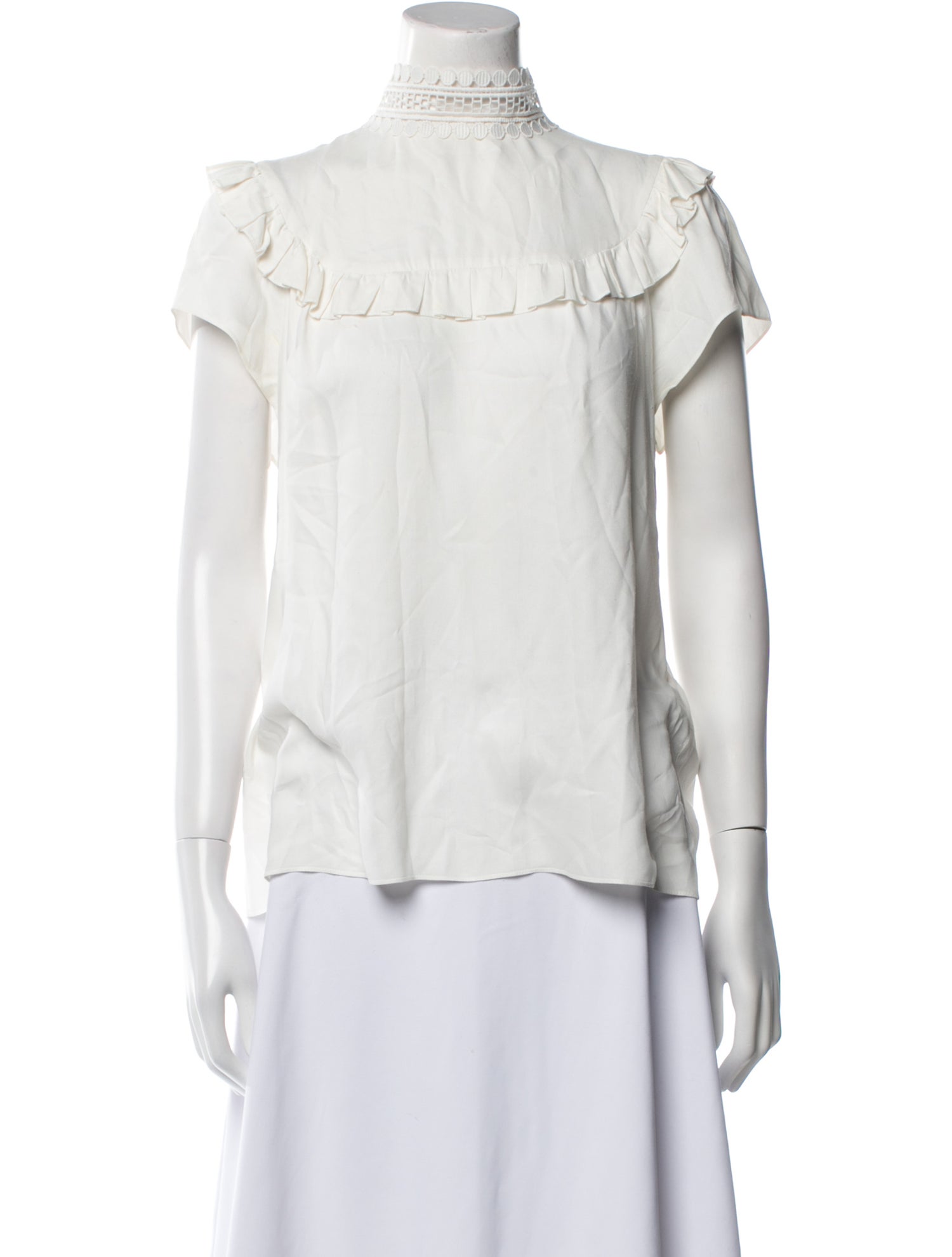 Sandro Mock Neck Short Sleeve Blouse
