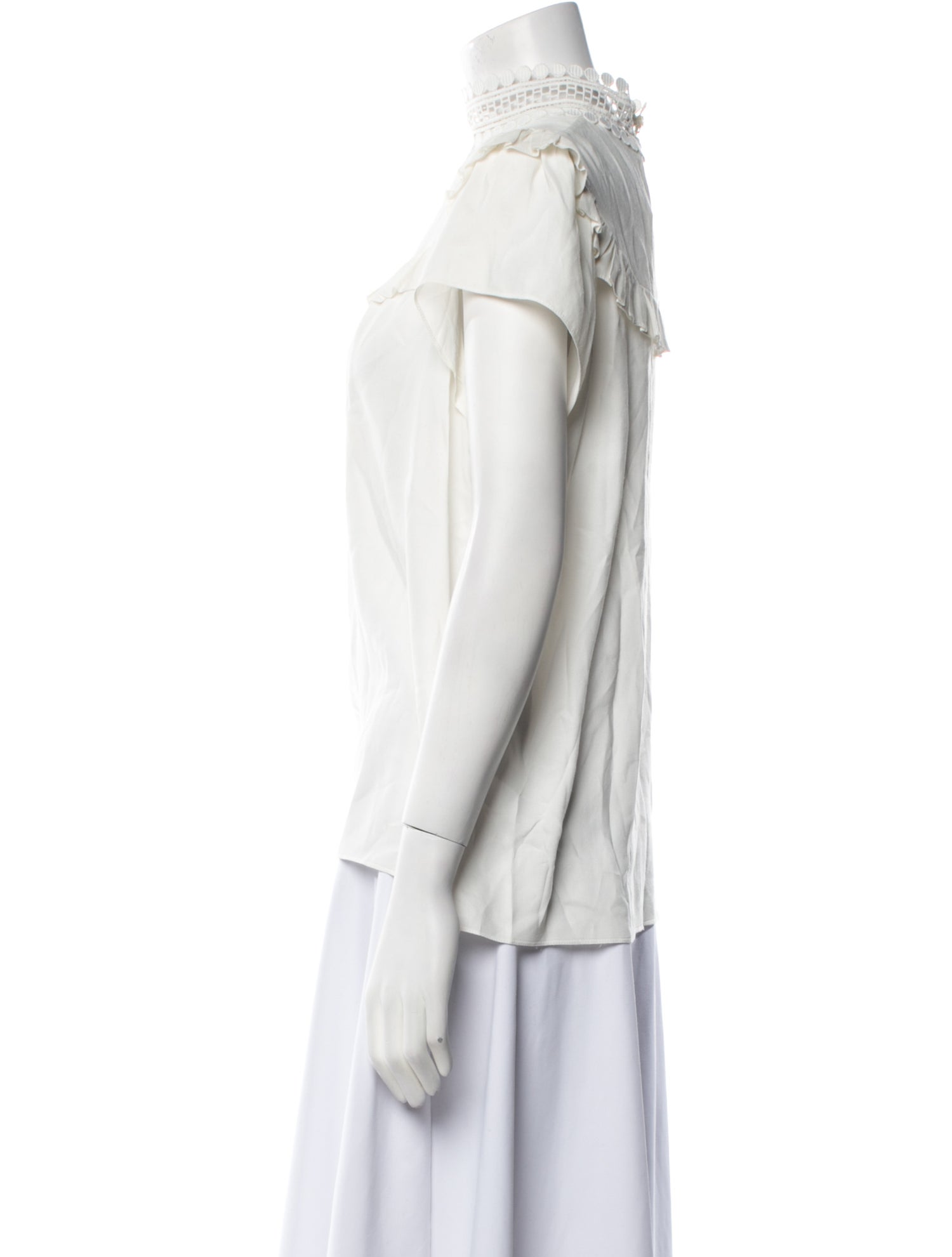 Sandro Mock Neck Short Sleeve Blouse