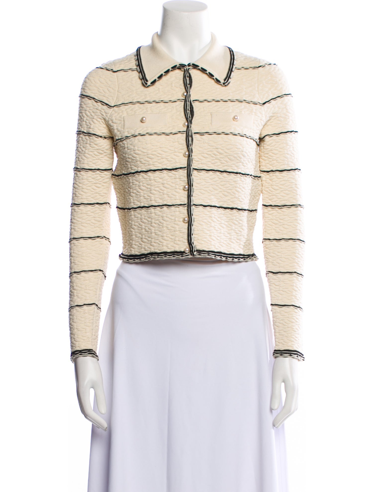 Sandro Striped Long Sleeve Crop Top