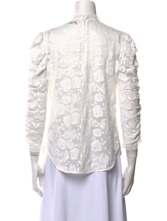 Sandro Mock Neck Three-Quarter Sleeve Blouse