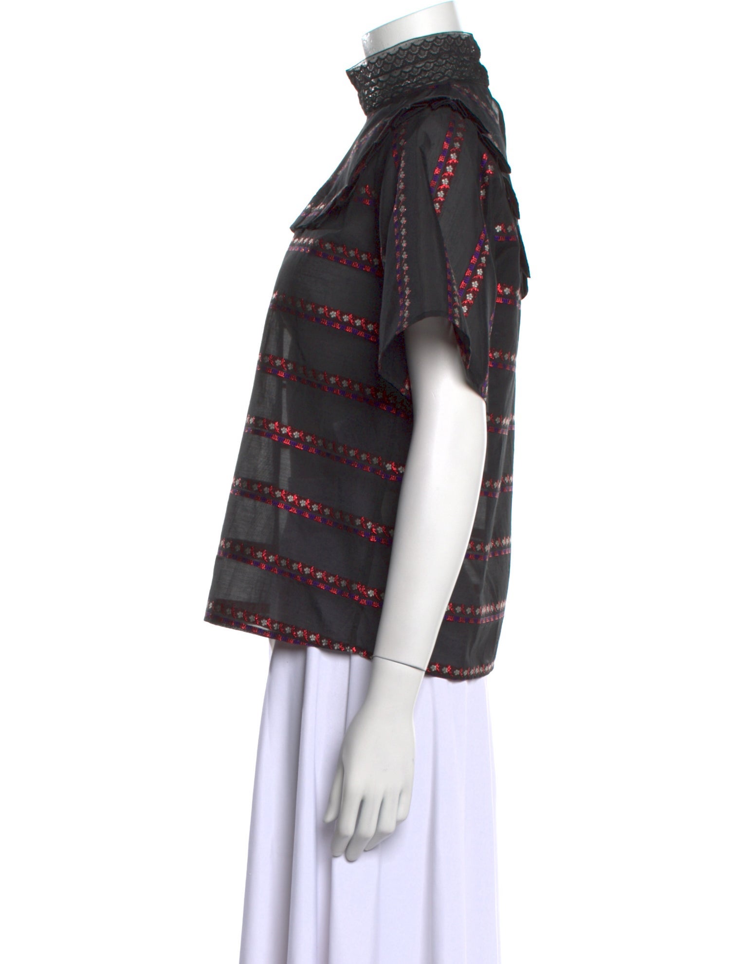 Sandro Striped Turtleneck Top