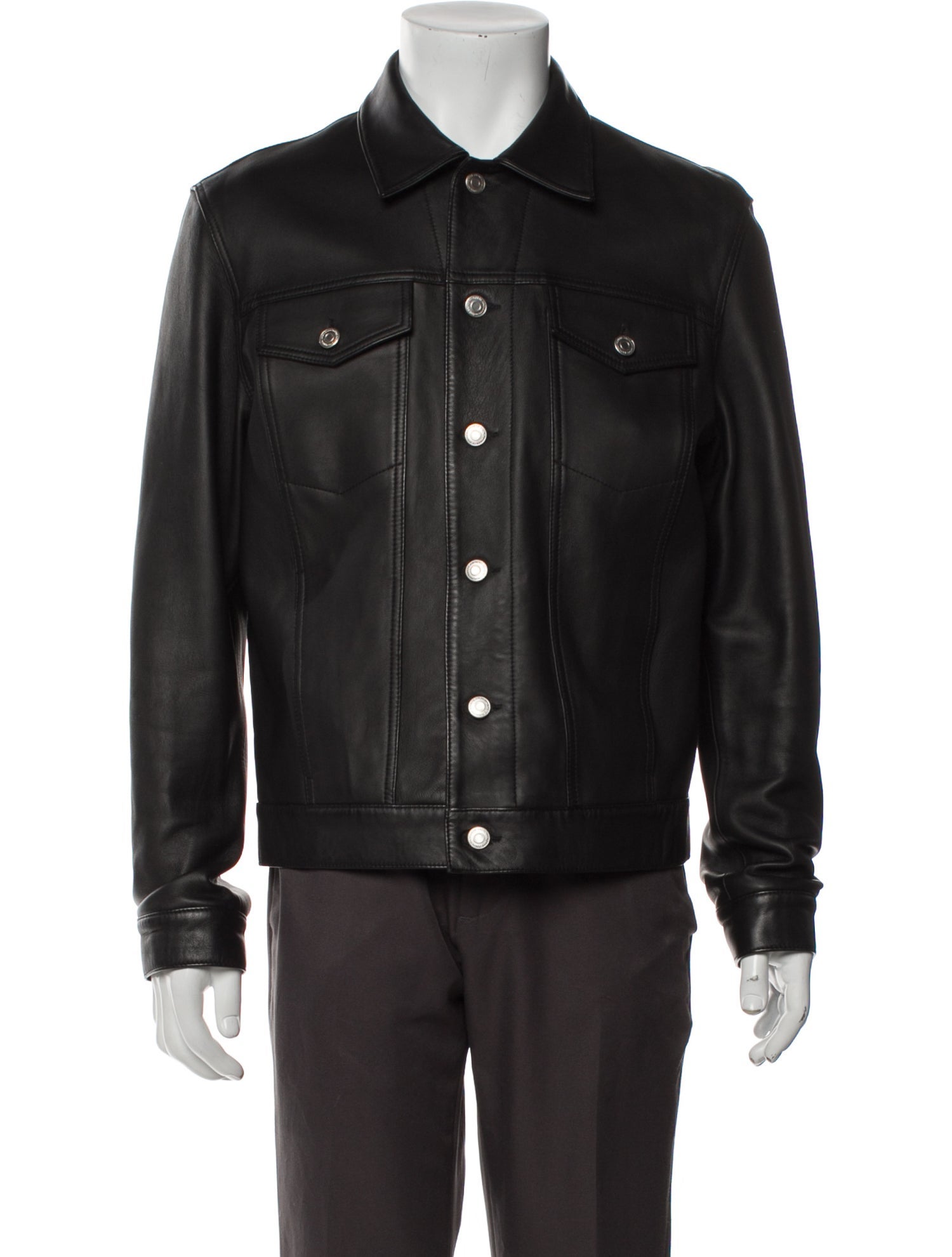 Sandro Lamb Leather Trucker Jacket