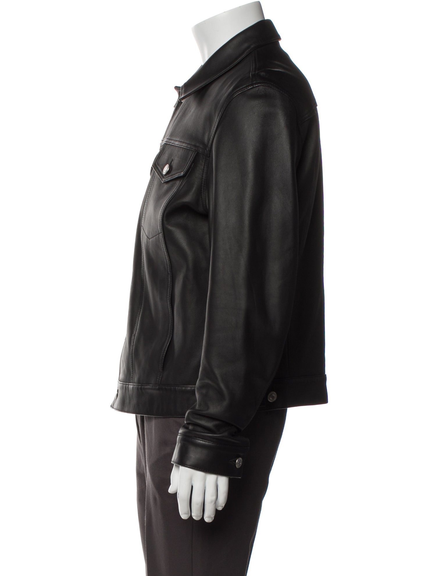 Sandro Lamb Leather Trucker Jacket