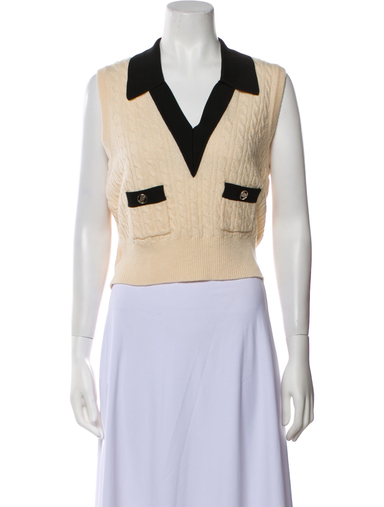 Sandro Wool Colorblock Pattern Crop Top