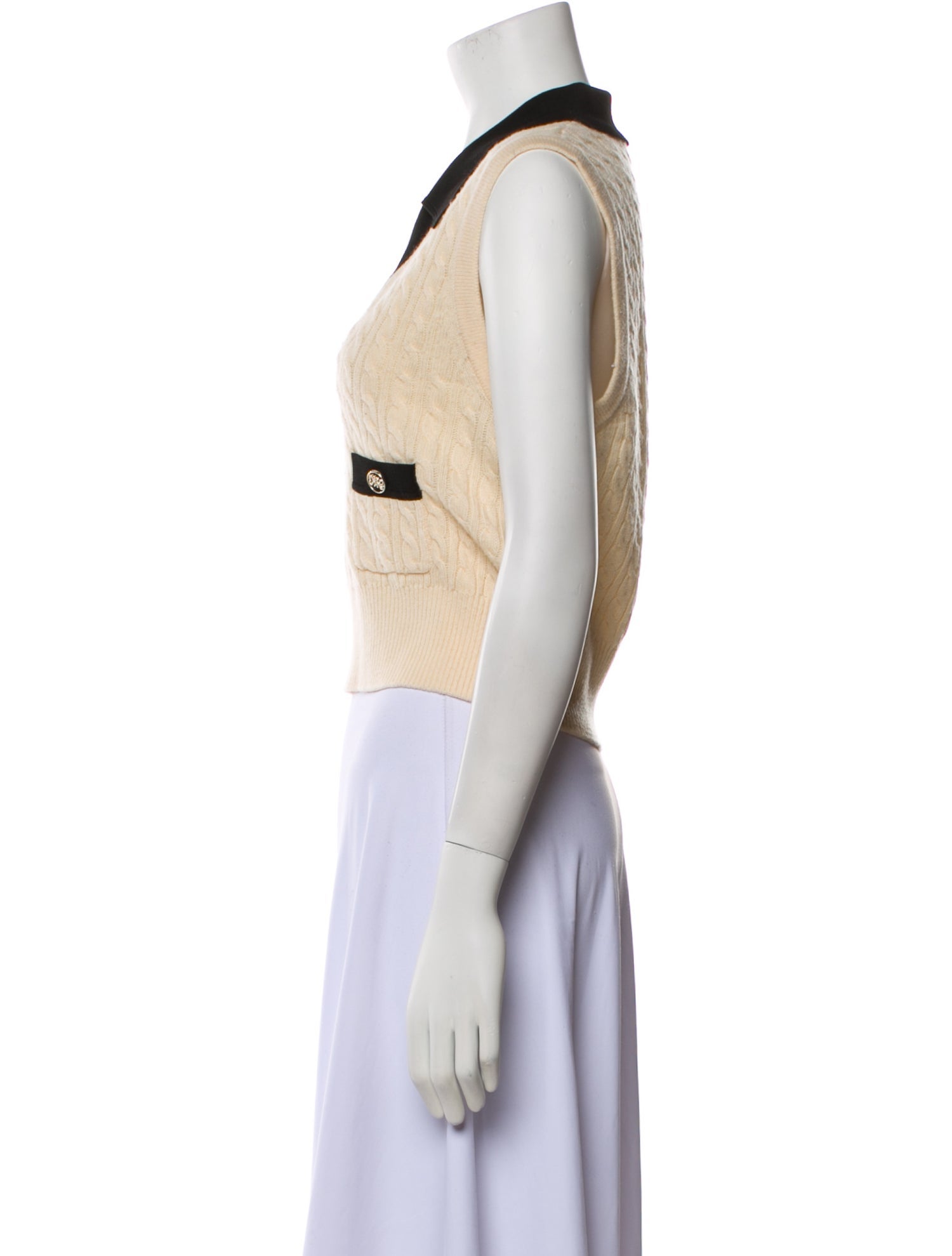 Sandro Wool Colorblock Pattern Crop Top