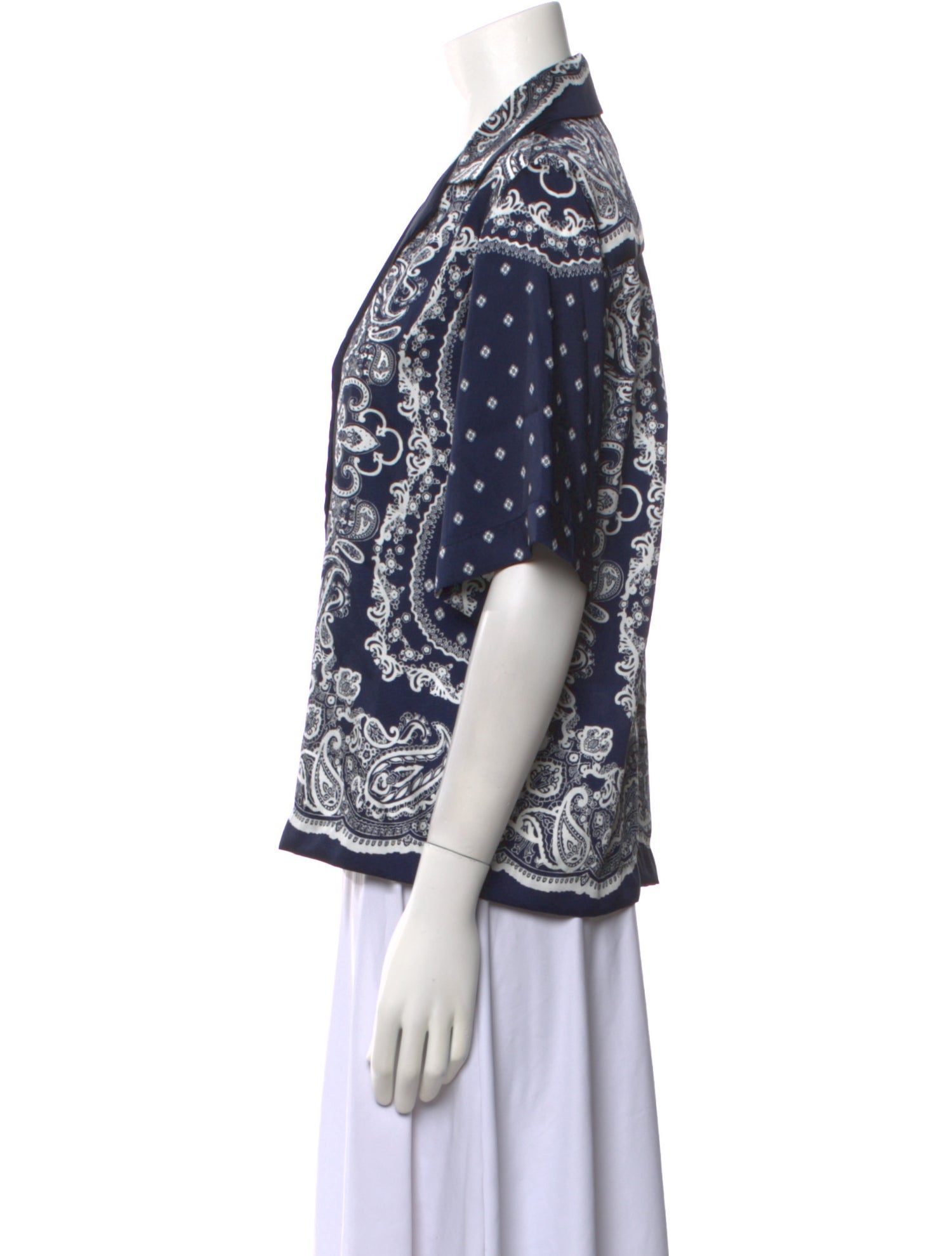 Sandro Paisley Print Short Sleeve Button-Up Top w/ Tags